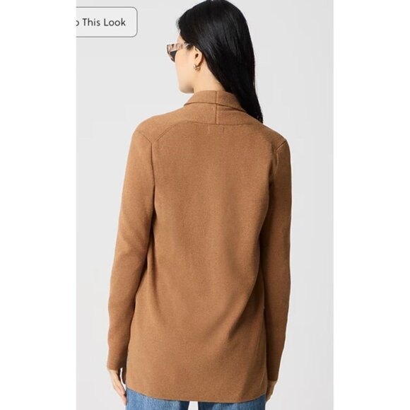 J.Crew Chelsea Open Front Cardigan Sweater Blazer Knit Htr Camel Women's Large - Picture 4 of 13